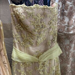 Jovani Gold Embroidered Wedding Gown
